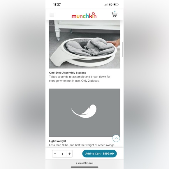 New in box munchkin baby swing bluetooth unisex - Picture 2 of 7